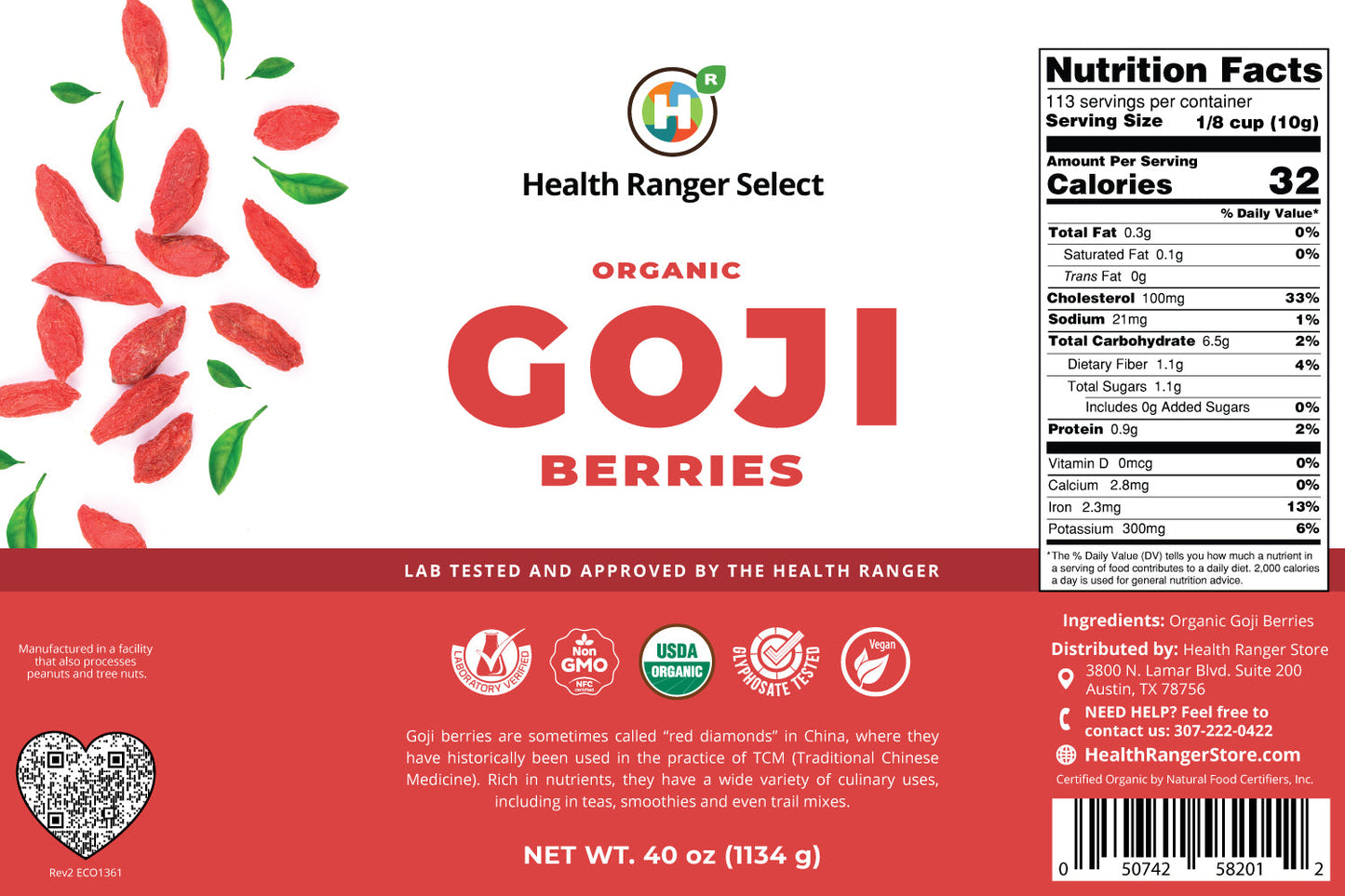Organic Goji Berries (40oz, #10 can)