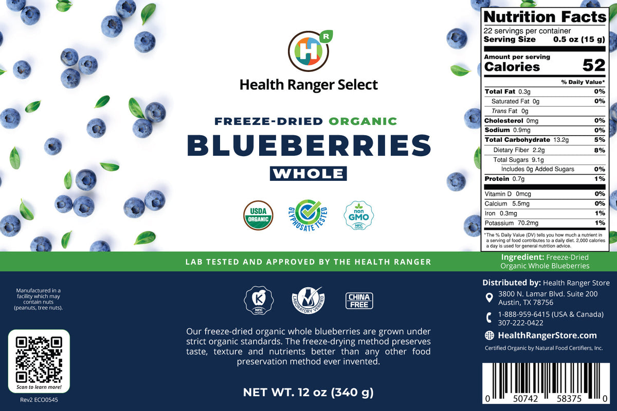 Freeze-Dried Organic Whole Blueberries (12oz, #10 can) (2-Pack)