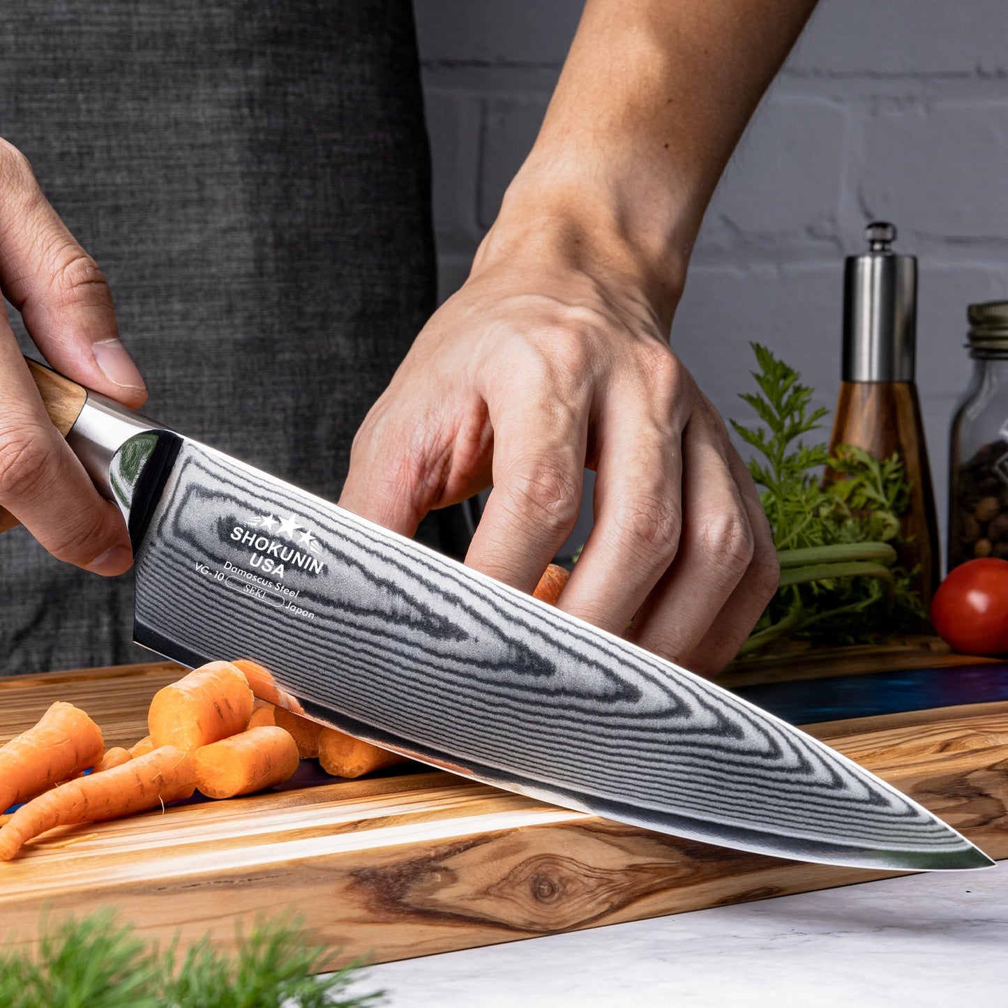 Stellar Japanese Chef's Knife with Olive Wood Handle