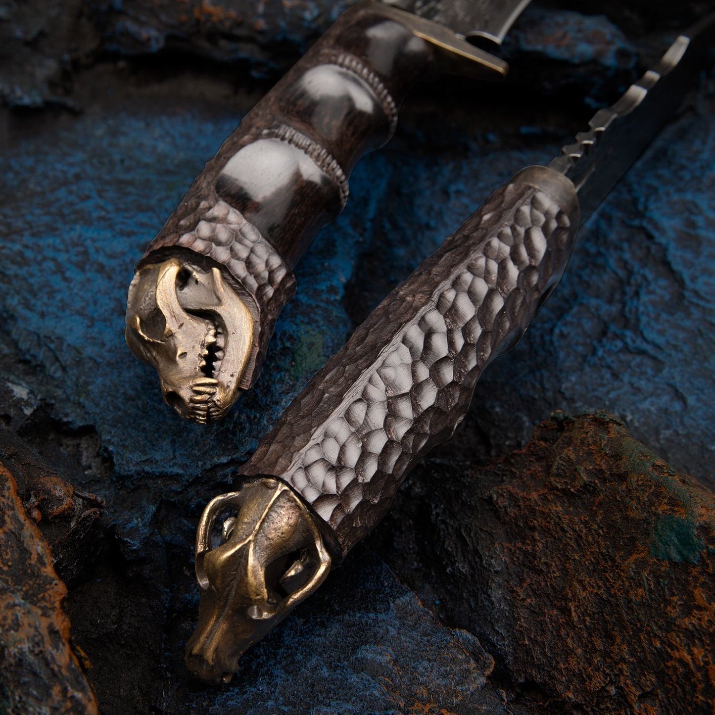 Savage VG10 Damascus Hunting Knife with Exotic Ebony Wood Handle