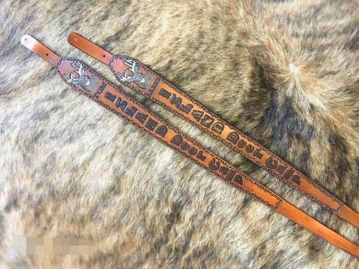 Custom Handmade Tooled Rifle Sling - Personalized