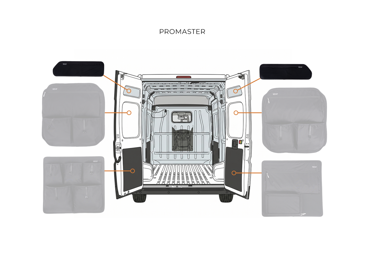 Ram Promaster Upper Rear Door Storage Panels (Pair)
