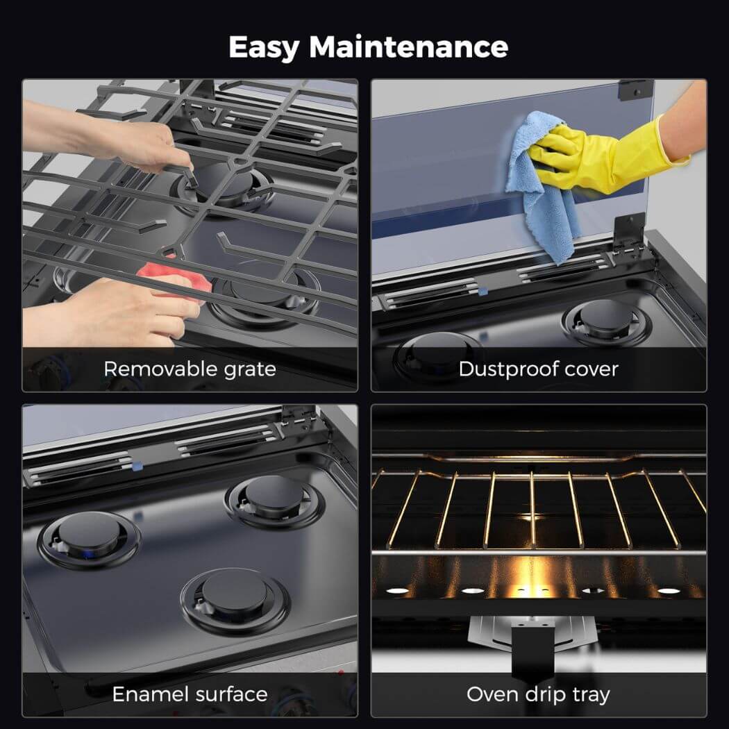 Camplux RV Stove Gas Range Oven w/ 3 Burners Cooktop 17 Inches