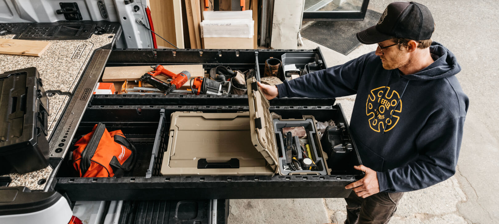 DECKED drawer system installed in a full-size truck bed
