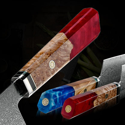 Zenith Chef Knife with Exotic Olive Burl Wood Handle & Sheath