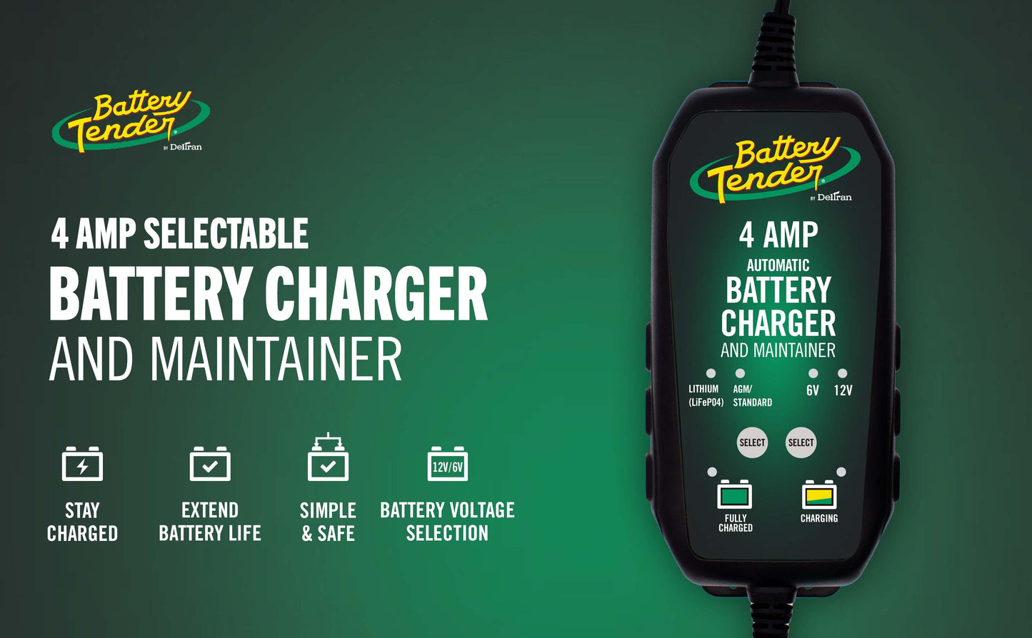 PowerTender® 4 Amp 12V/6V Battery Charger and Maintainer