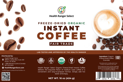 Fair Trade Organic Freeze-Dried Instant Coffee 16oz (454g) #10 CAN (2-Pack)