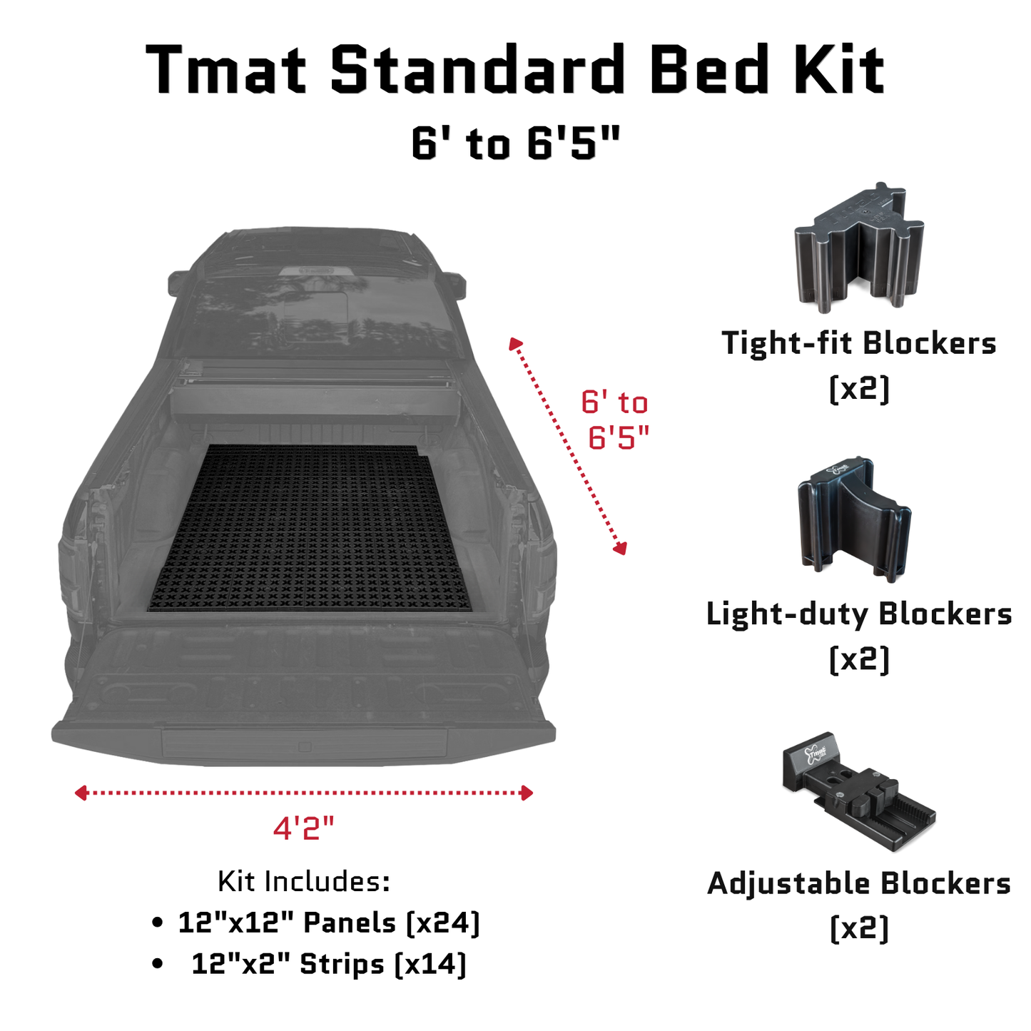 Tmat Truck Bed Organizer Slide Out Mat | Universal Fit for Standard Beds 6' to 6'5"