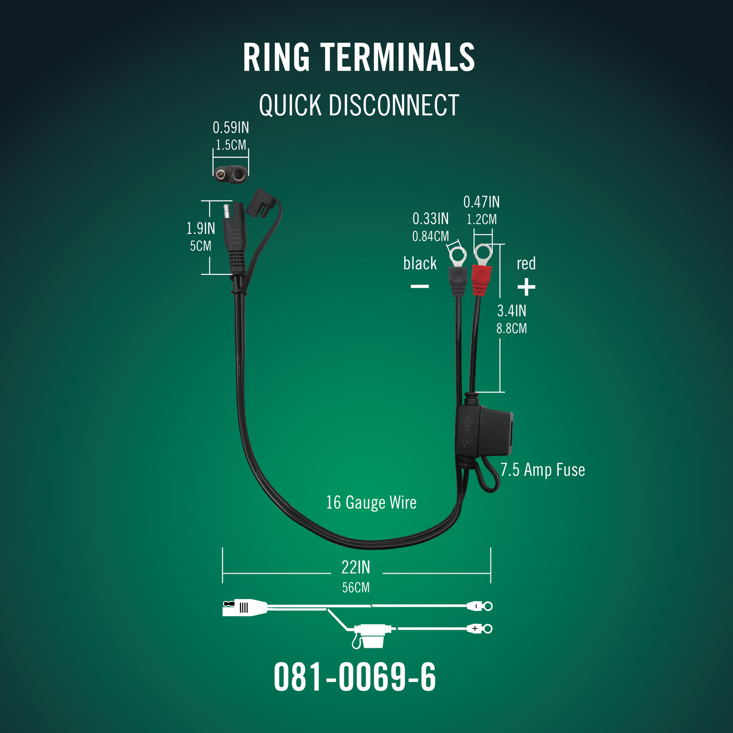 Ring Terminal Harness with Quick Disconnect 25 Pack