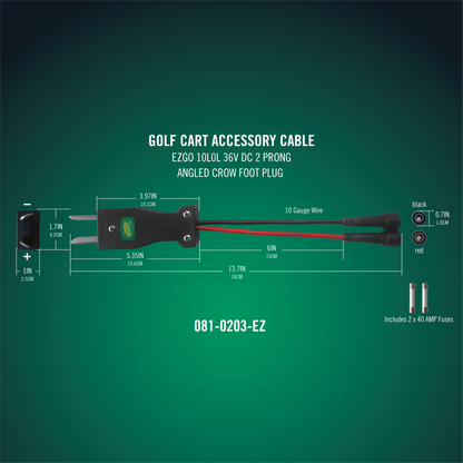 PowerPlus 36V DC Plug - E-Z-GO 2-Prong Angled Crow Foot