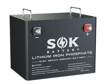 SOK 12V 280Ah LiFePO4 Battery | Built-In Heater & Bluetooth