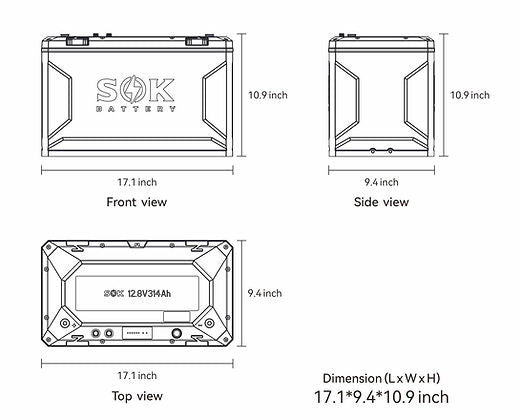 SOK 12V 314Ah LiFePO4 Battery | Built-In Heater & Bluetooth | Victron CAN Comms