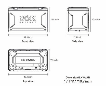 SOK 12V 314Ah LiFePO4 Battery | Built-In Heater & Bluetooth | Victron CAN Comms