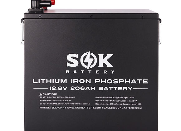 SOK 12V 206Ah LiFePO4 Battery | Built-In Heater & Bluetooth