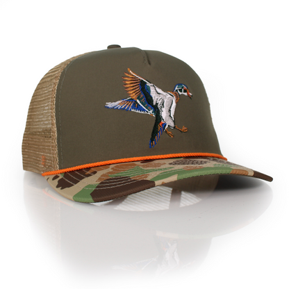 Wood Duck 5-Panel Ridgeline Mesh Back Rope Cap