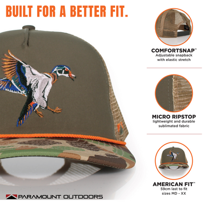 Wood Duck 5-Panel Ridgeline Mesh Back Rope Cap