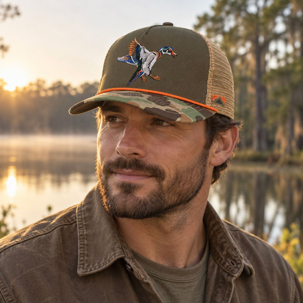 Wood Duck 5-Panel Ridgeline Mesh Back Rope Cap