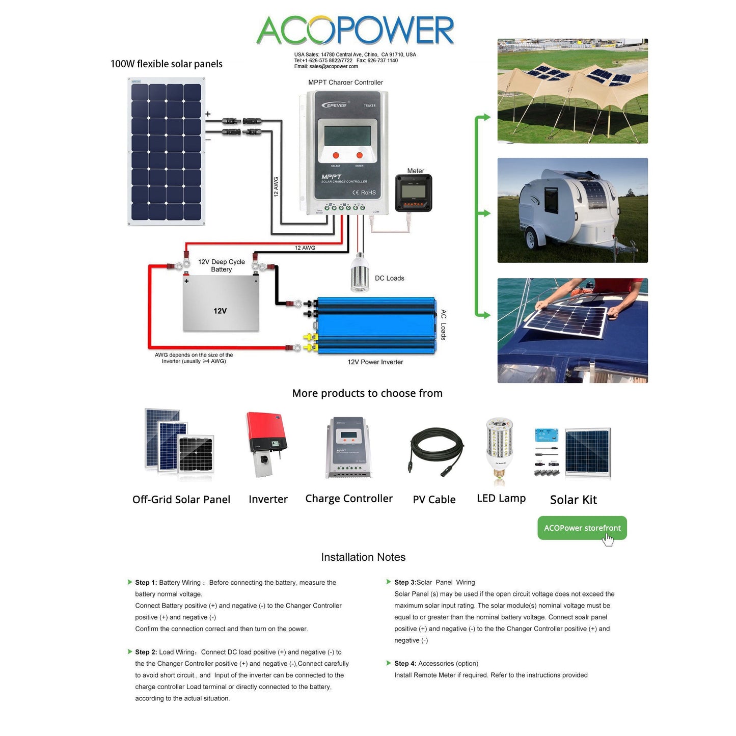 ACOPOWER 110 Watt Flexible Solar Panel