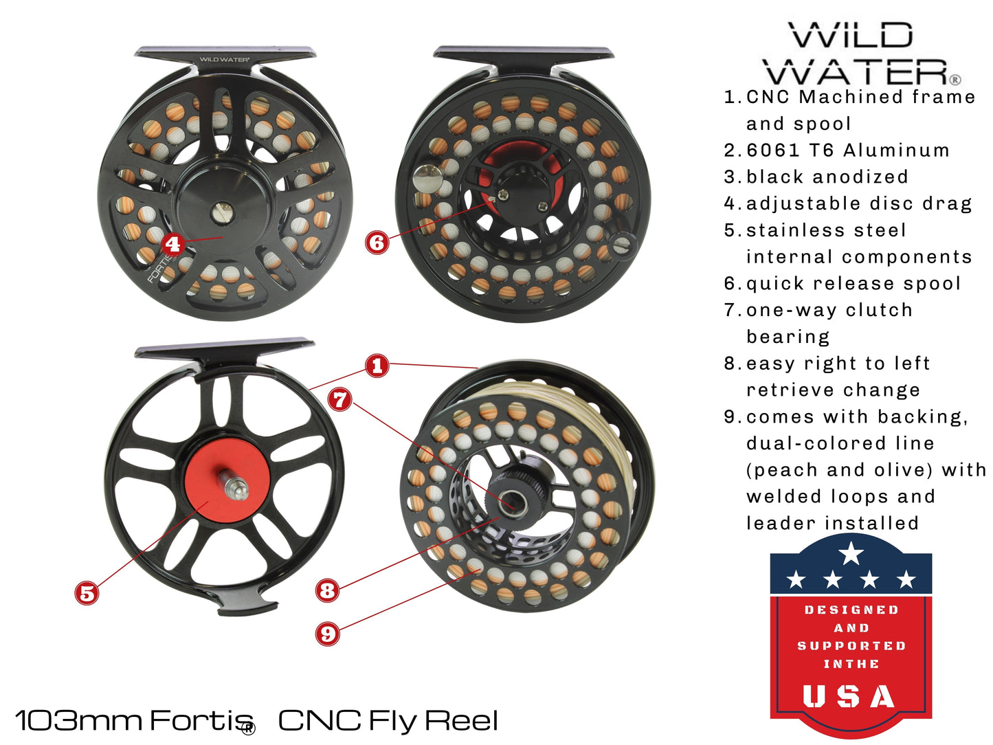 CNC Machined Aluminum 9/10 Weight Fly Fishing Reel | Wild Water Fly Fishing