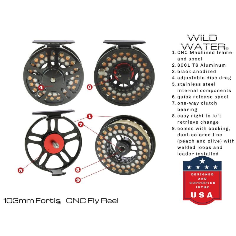 CNC Fly Reel Fly Fishing Kit, 9/10wt Rod | 9ft | 4-piece | Wild Water Fly Fishing