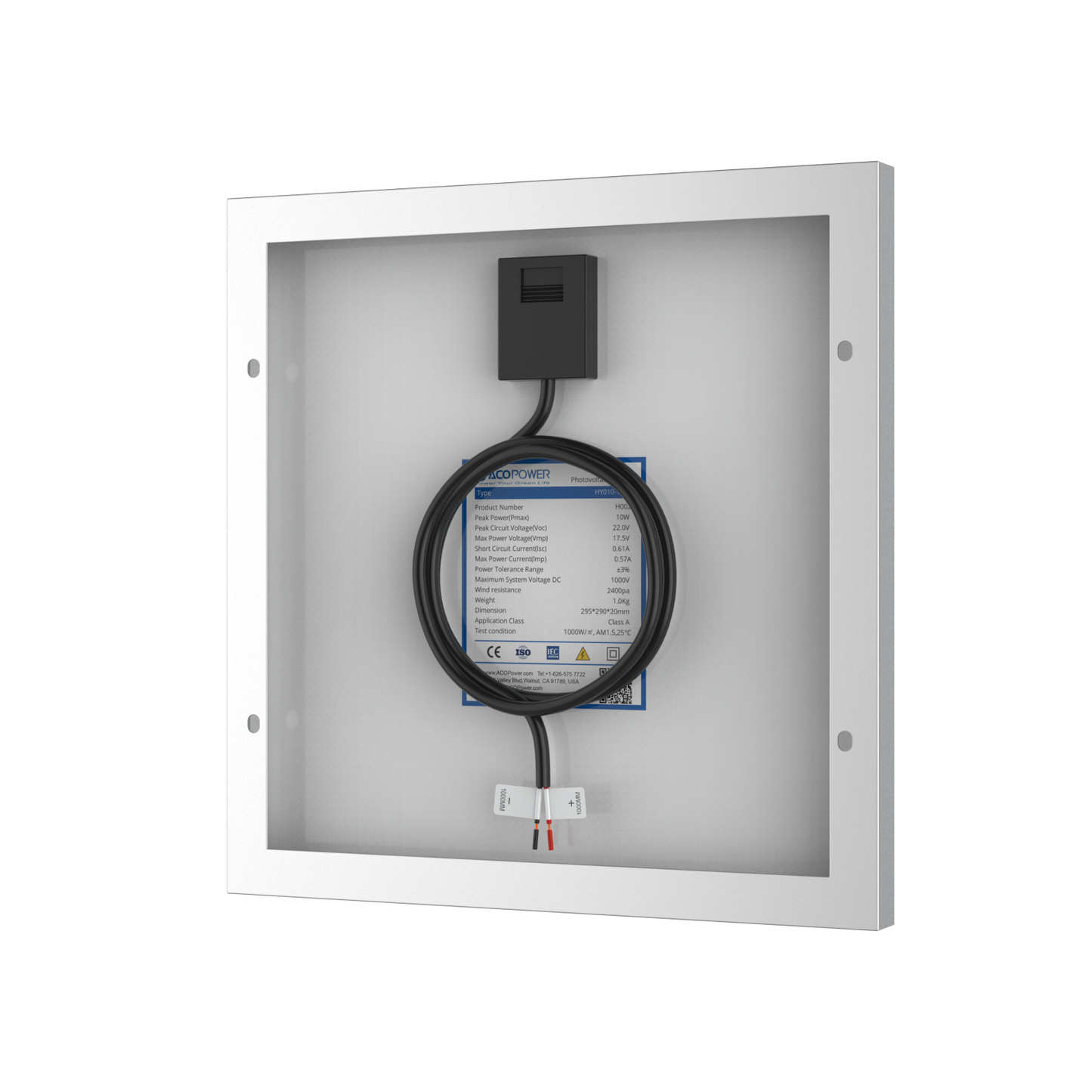 10 Watt 12 Volt Monocrystalline Solar Panel