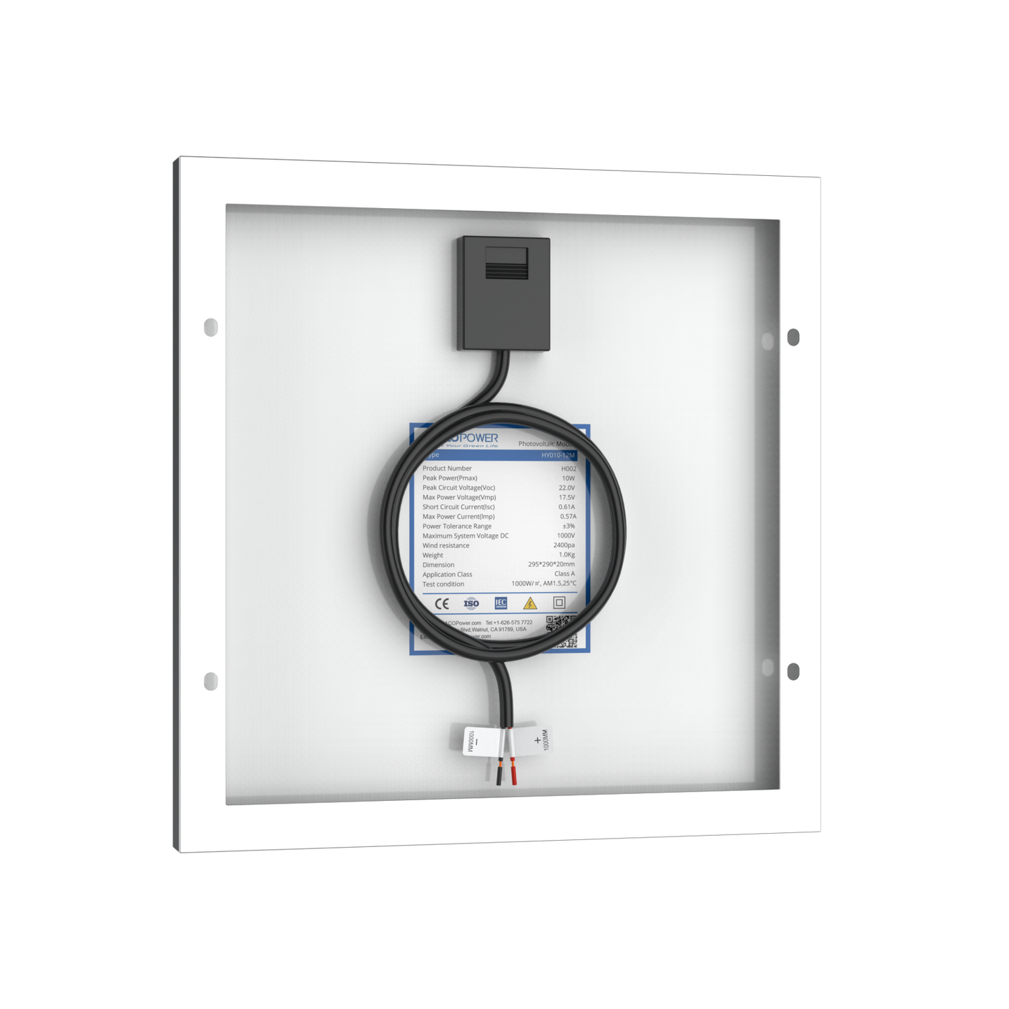 10 Watt 12 Volt Monocrystalline Solar Panel