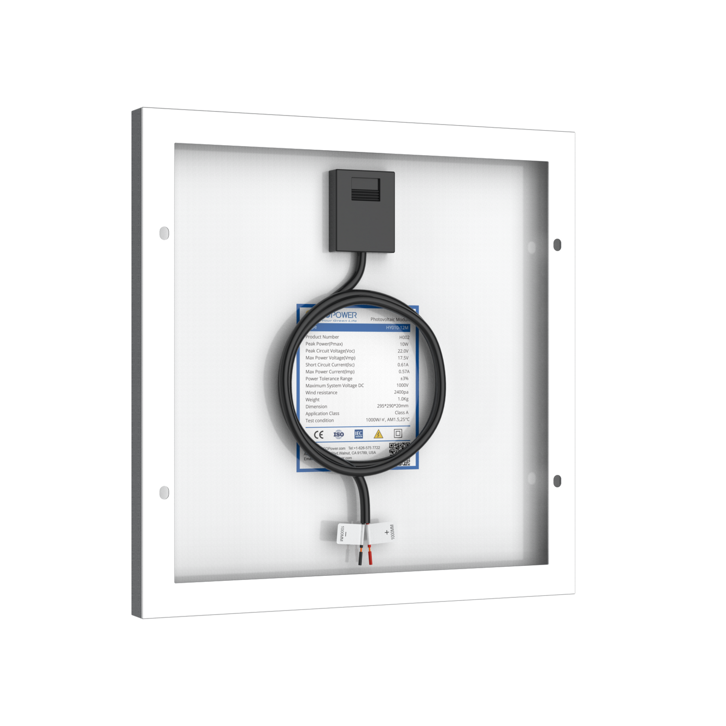 10 Watt 12 Volt Monocrystalline Solar Panel