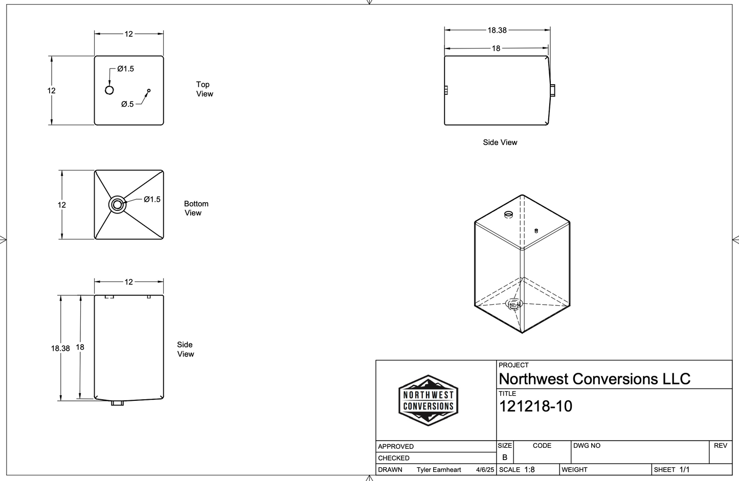 PRE ORDER NW Conversions 10 Gallon Galley Water Tank (Fresh/Grey)