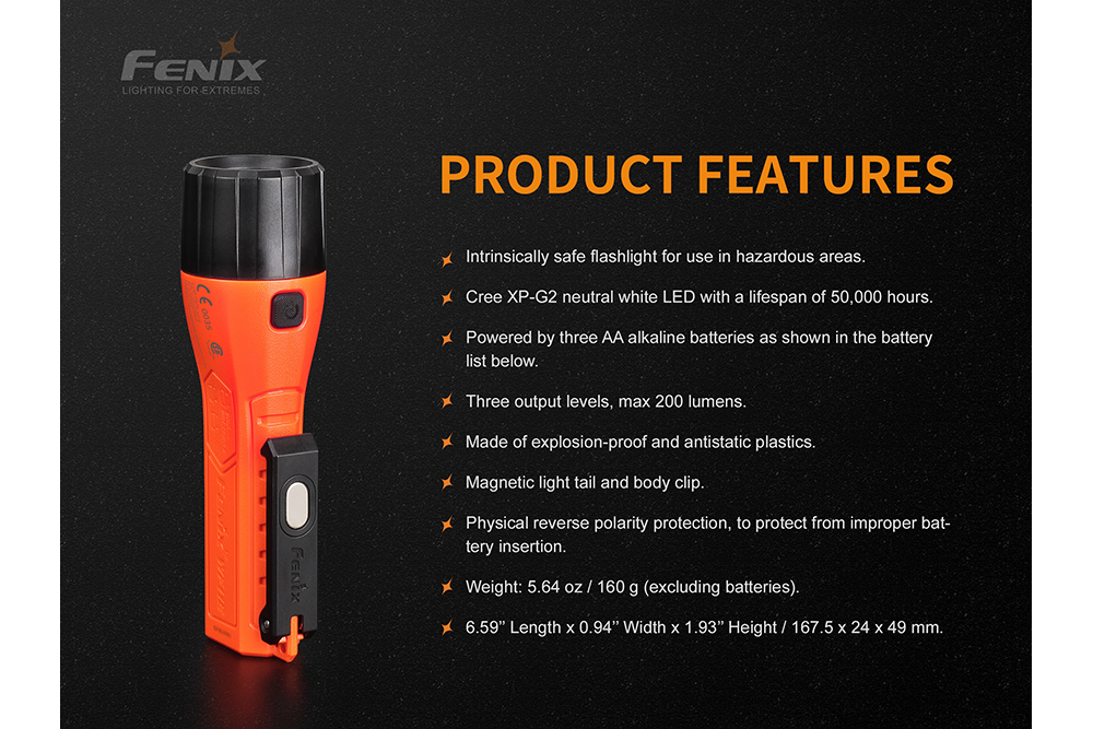 Fenix WF11E Intrinsically Safe Flashlight