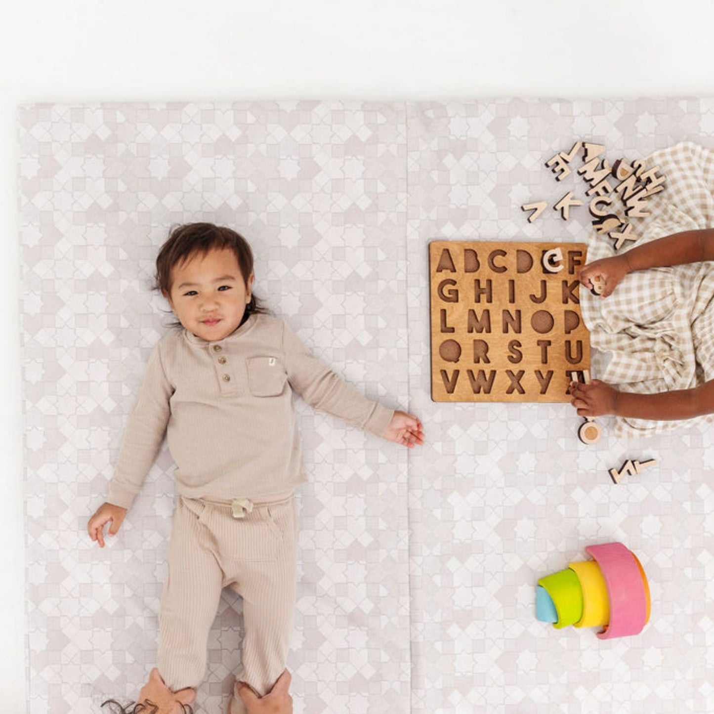 Grey Mosaic Vegan Leather Mat