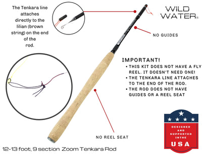 Tenkara Zoom Fly Fishing Kit, 12-13ft Rod | Wild Water Fly Fishing