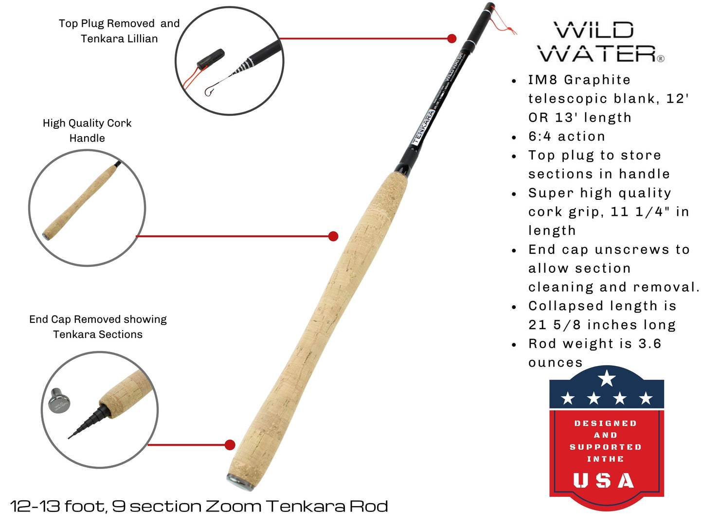 12' - 13' Zoom Tenkara Rod | Wild Water Fly Fishing