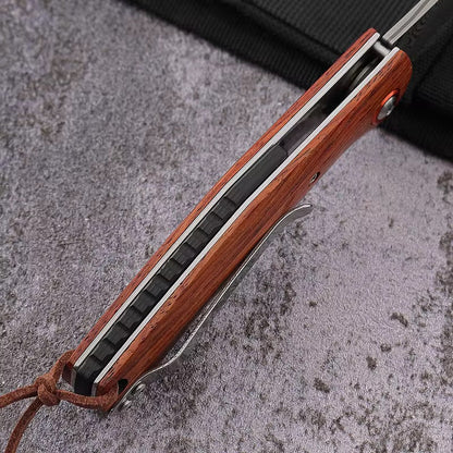 Dominator Japanese VG10 Damascus Pocket Knife with Sandalwood Handle & Sheath