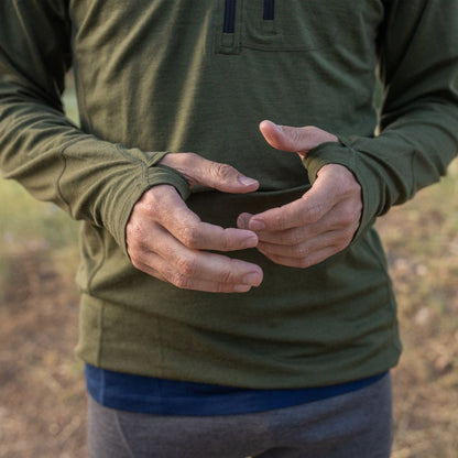 Men's Wool 1/4 Zip Merino Sun Hoodie - Microweight