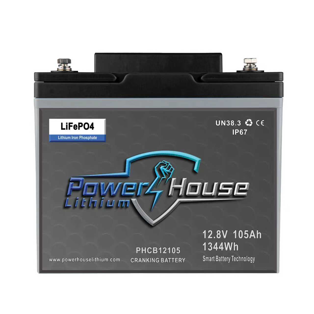 PowerHouse Lithium 12V 105Ah Cranking Battery with Emergency Start - Dual Purpose/ NMEA Connectivity