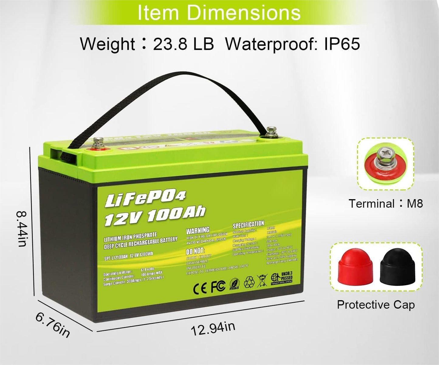 ACOPOWER 12V 100Ah LiFePO4 Deep Cycle Lithium Battery