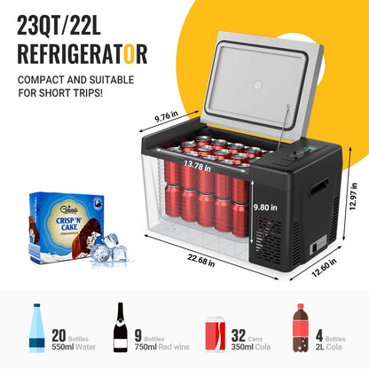 BougeRV 12V 23 Quart Portable Fridge/Freezer