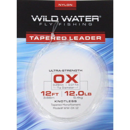 0X Tapered Nylon Monofilament Leader, 12' | 6 Pack | Wild Water Fly Fishing