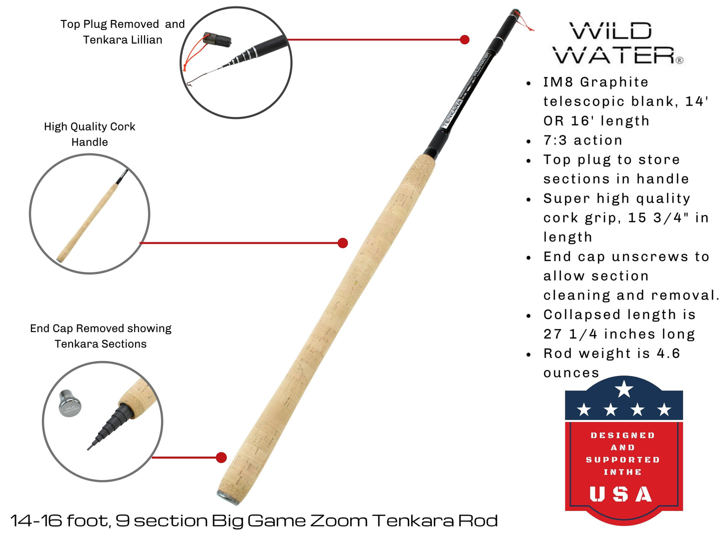 Tenkara Zoom Fly Fishing Kit, 14-16ft Big Game Rod | Wild Water Fly Fishing