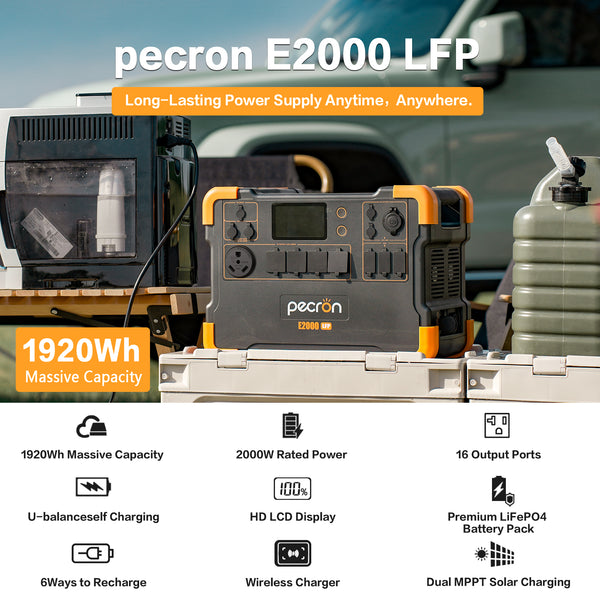 PECRON E2000LFP Expandable Portable Power Station - 2000W | 1920Wh