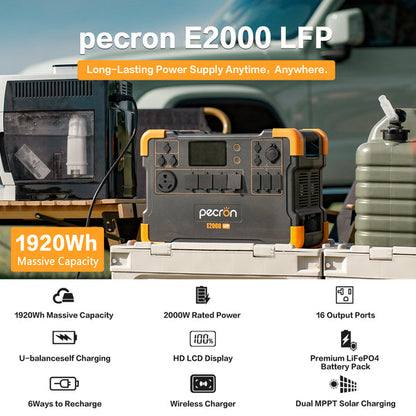 PECRON E2000LFP Expandable Portable Power Station - 2000W | 1920Wh