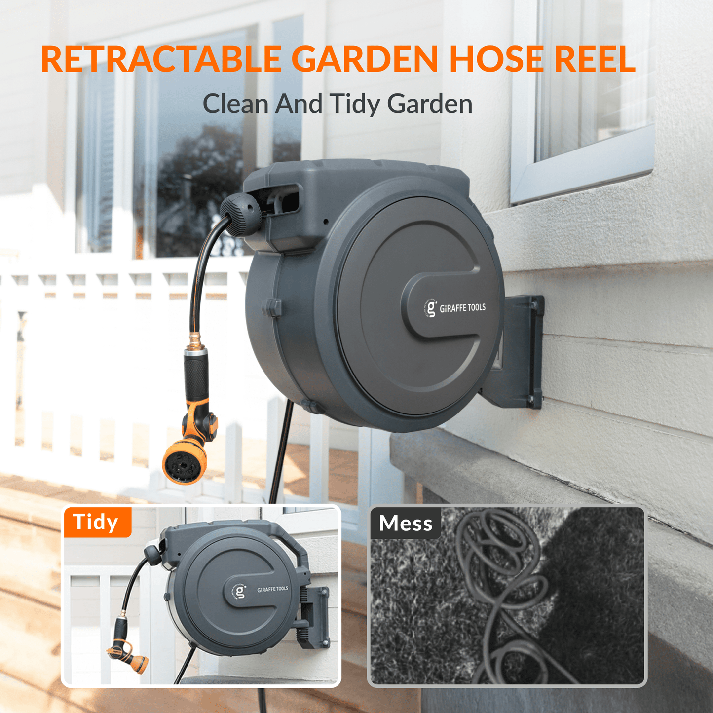 Giraffe Tools Retractable Garden Hose Reel-AW Series