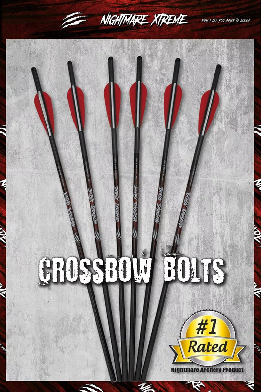 NIGHTMARE XTREME Crossbow Bolts Carbon Half Moon Nocks 12Pcs 20"