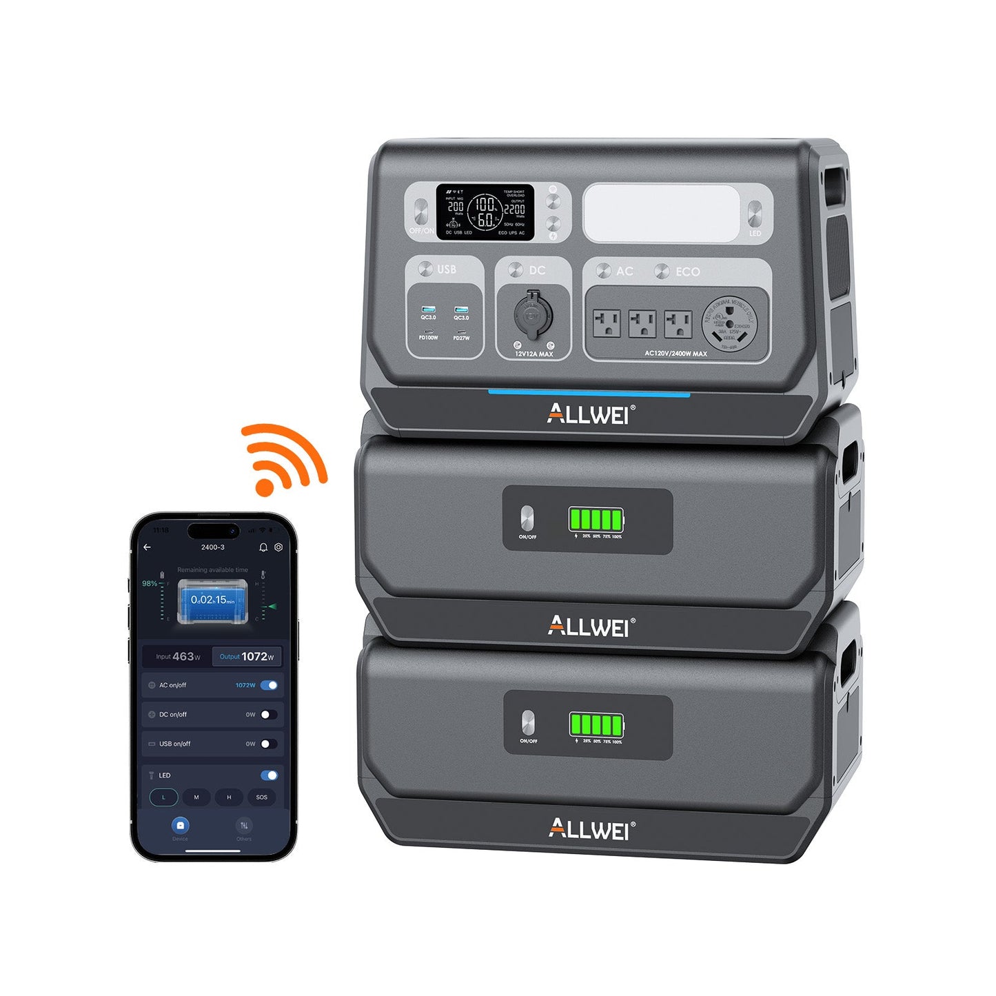 ALLWEI PPS2400+B200 PRO | Home Battery Backup up to 4kWh