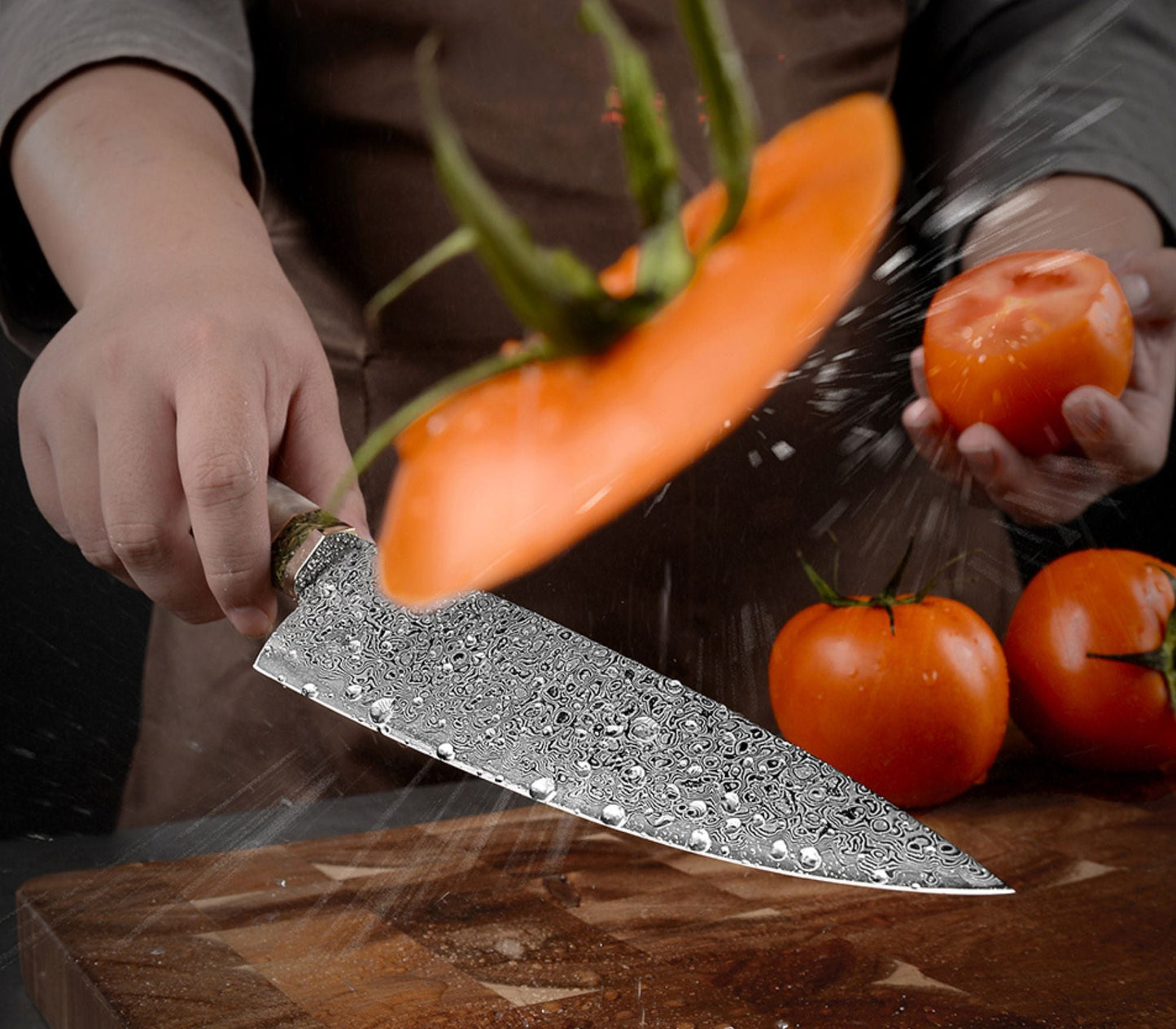 Shinobi VG10 Handmade Damascus Chef Knife with Exotic Olive Wood Handle