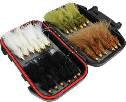 Cone Head Wooly Bugger Fly Assortment, 24 Flies | Fly Box | Wild Water Fly Fishing