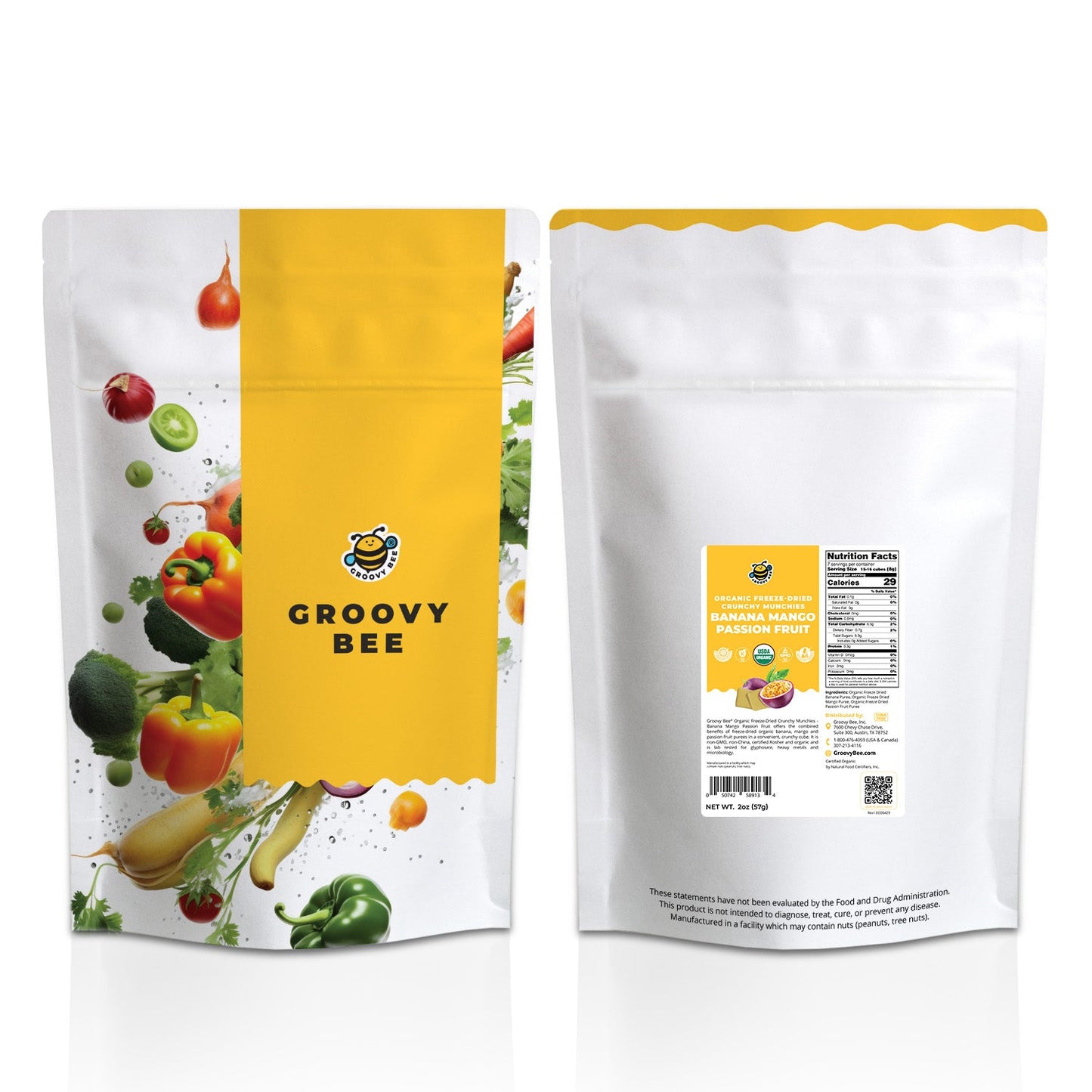 Organic Freeze-Dried Crunchy Munchies Banana Mango Passion Fruit 2 oz (57g)