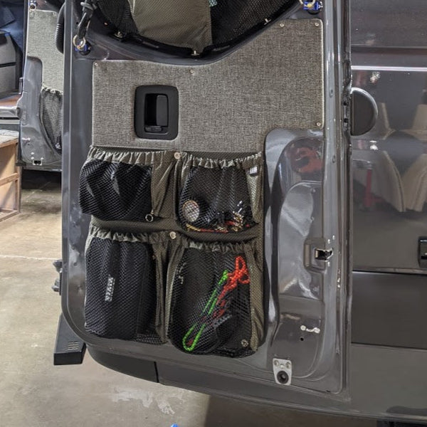 2019+ Sprinter Van Fabric, Rear Lower Door Stuff Bag, Multi Compartment
