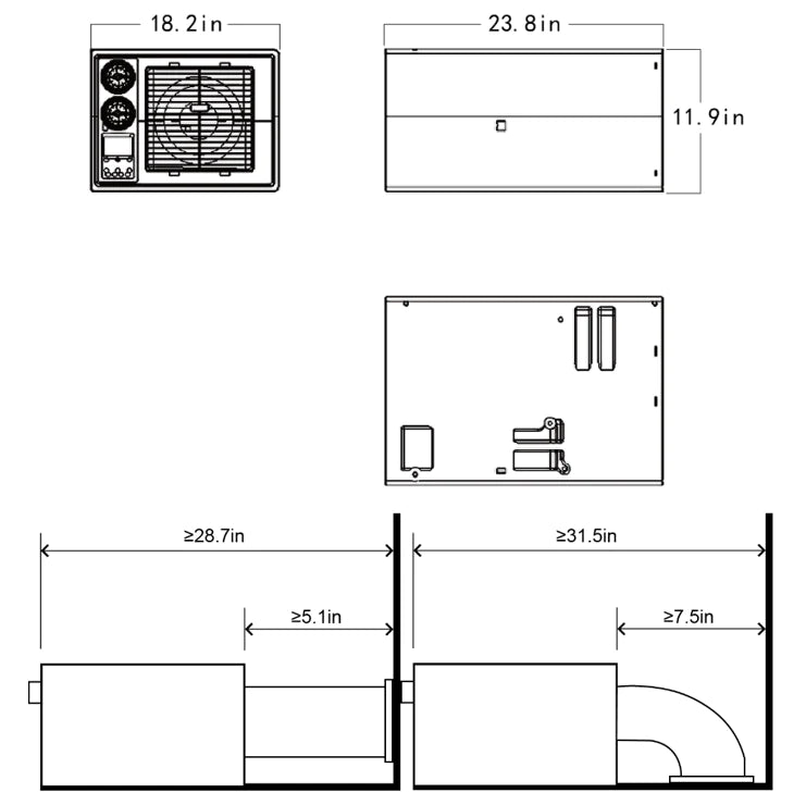 VELIT 2000U - 12V / 24V / 48V - Under-Bench Off Grid Air Conditioner