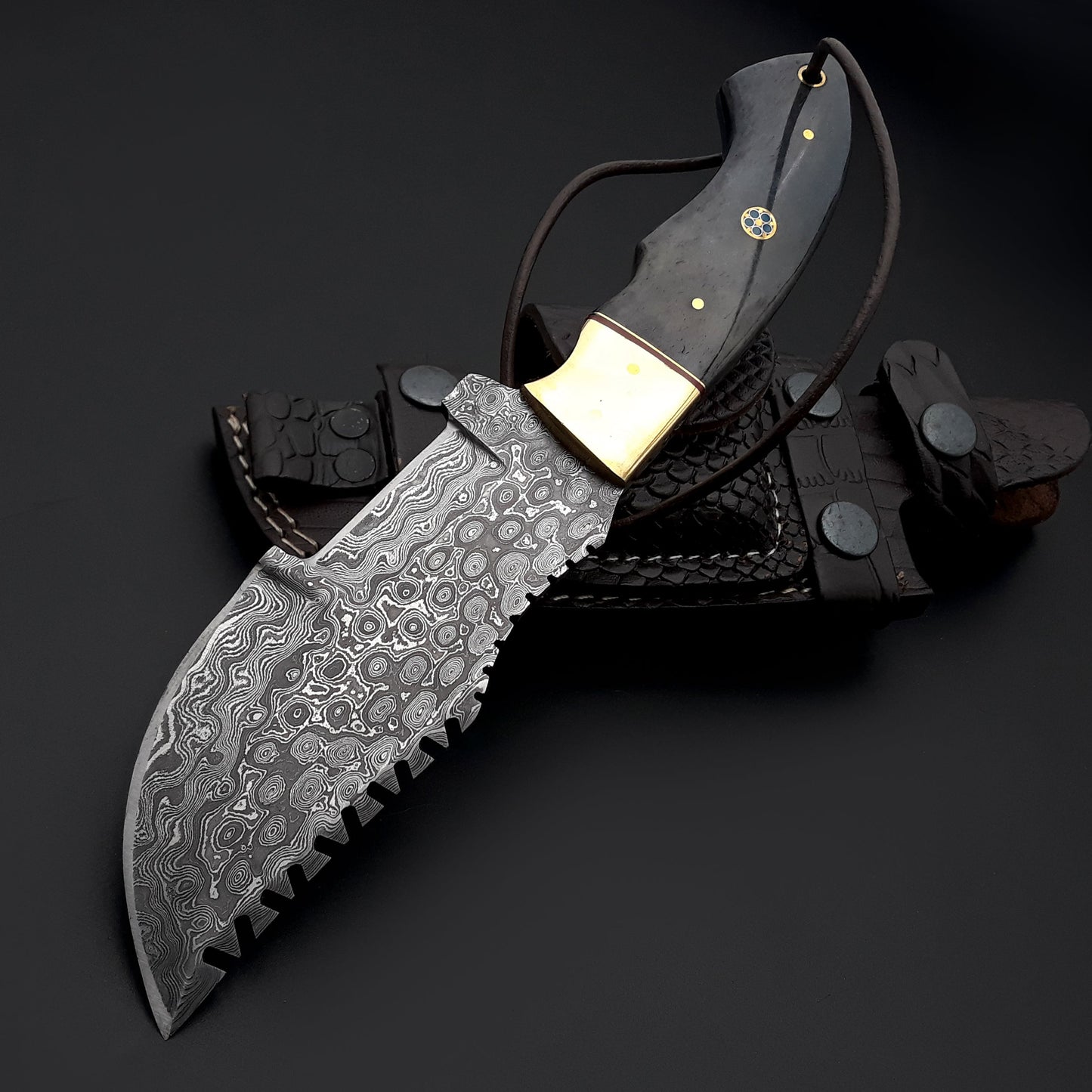 ShadowRidge Damascus Steel Premium Tracker Knife